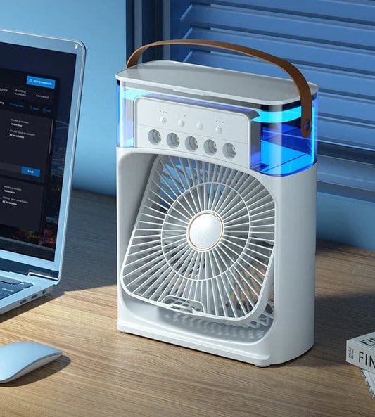 VENTILADOR CON HUMIDIFICADOR Y AIRE ACONDICIONADO